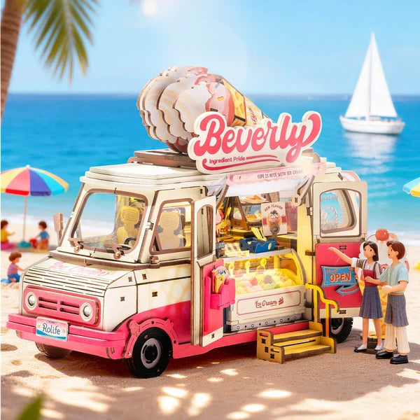 Rolife Beverly's Eiscreme-Wagen 3D Holzpuzzle