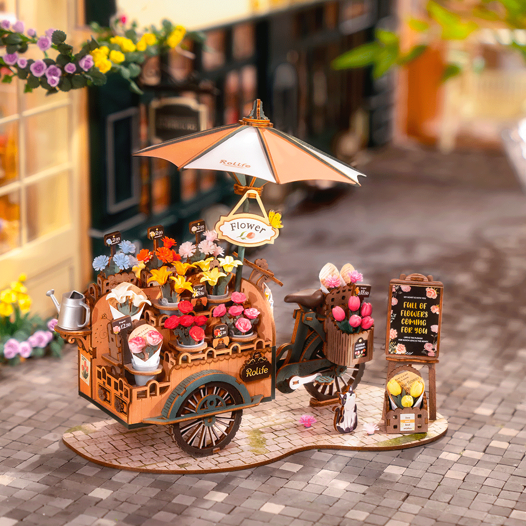 Rolife Blumenwagen 3D Holzpuzzle