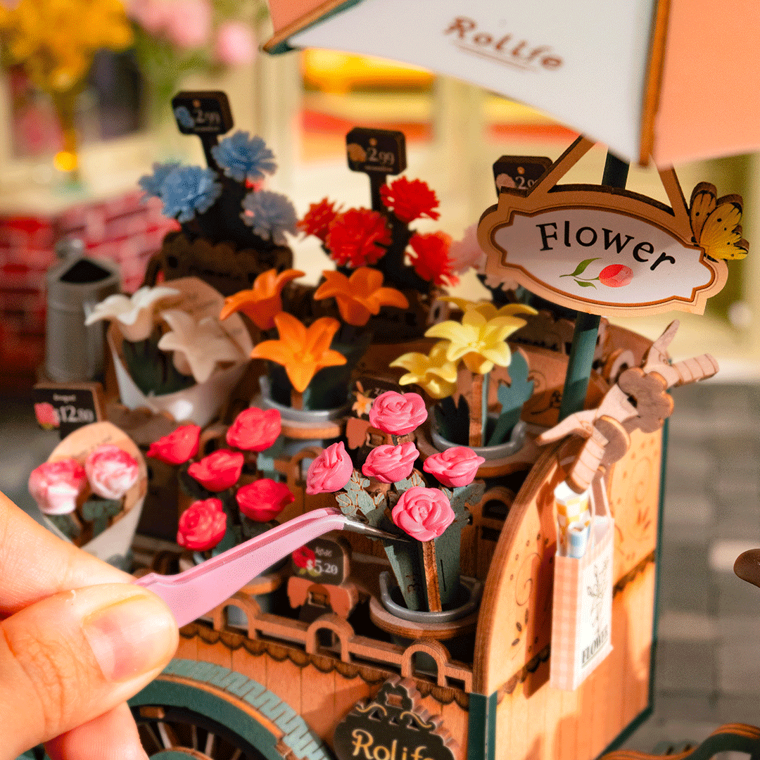 Rolife Blumenwagen 3D Holzpuzzle