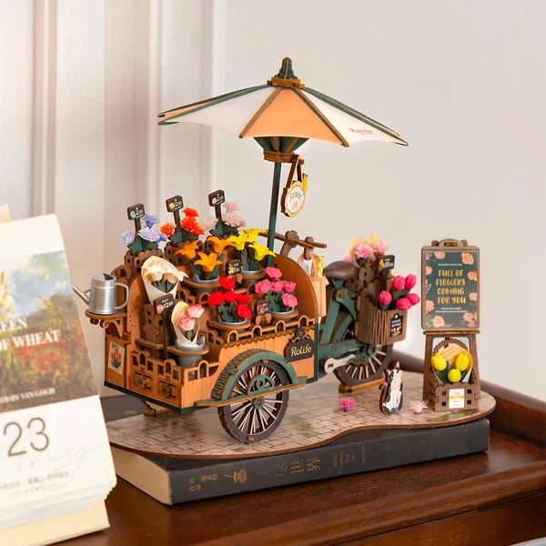 Rolife Blumenwagen 3D Holzpuzzle
