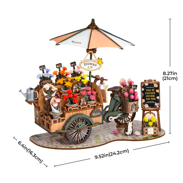 Rolife Blumenwagen 3D Holzpuzzle