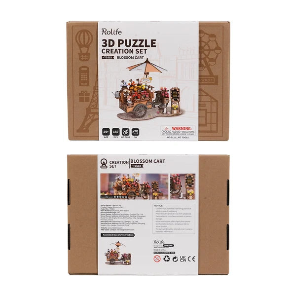 Rolife Blumenwagen 3D Holzpuzzle