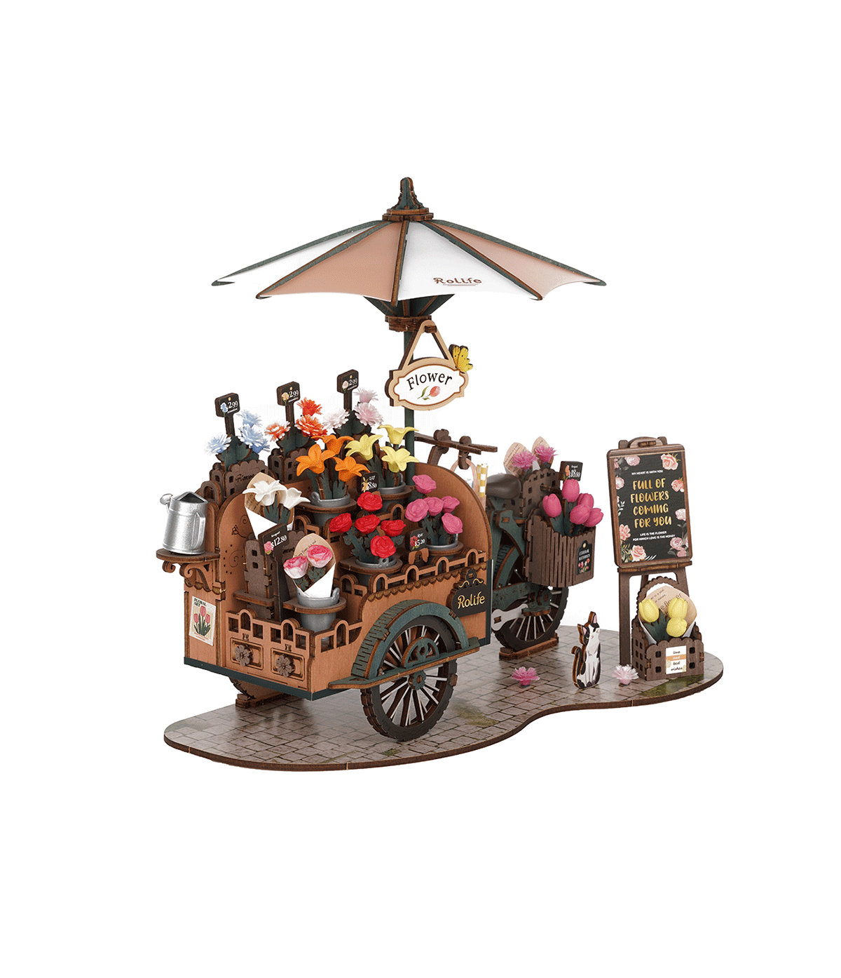 Rolife Blumenwagen 3D Holzpuzzle