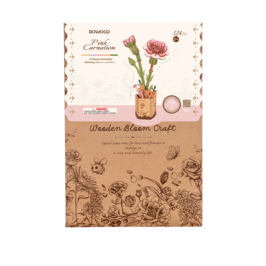 Rowood Holzblume 3D Holzpuzzle Rosa Nelke