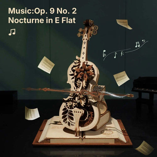 ROKR Magic Cello Mechanische Spieluhr 3D-Holzpuzzle