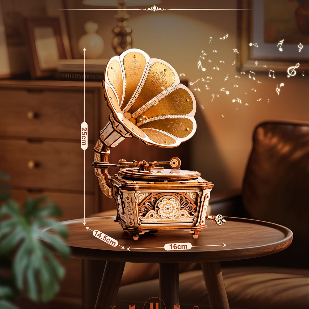 ROKR Diva Grammophon Spieluhr Holz 3D Puzzle