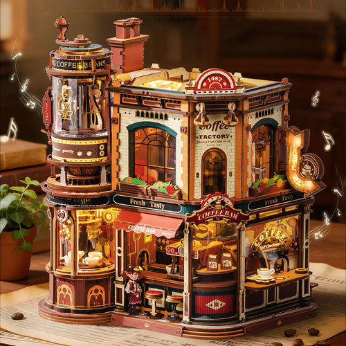 ROKR Traum Kaffeefabrik Spieluhr Holz 3D Puzzle