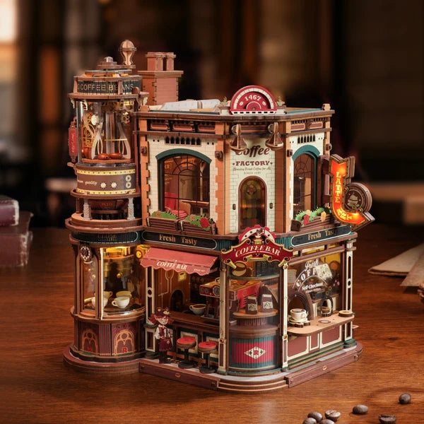 ROKR Traum Kaffeefabrik Spieluhr Holz 3D Puzzle