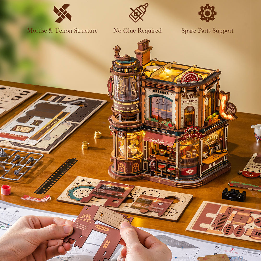 ROKR Traum Kaffeefabrik Spieluhr Holz 3D Puzzle