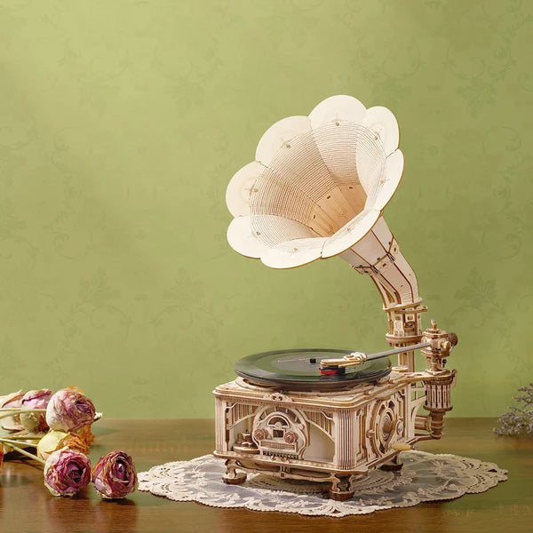 ROKR Klassisches Grammophon 3D Holzpuzzle (Elektrische Version)