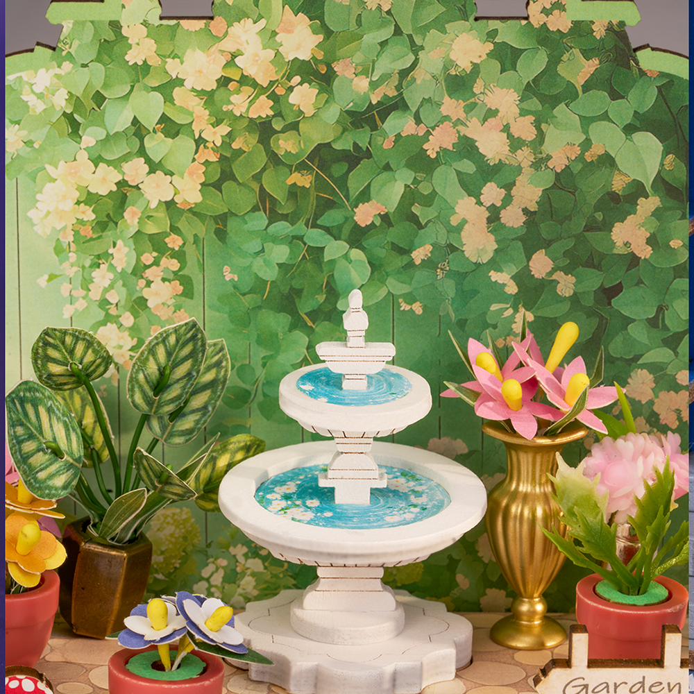 Rolife Grüner Springbrunnen Garten DIY Miniaturhaus