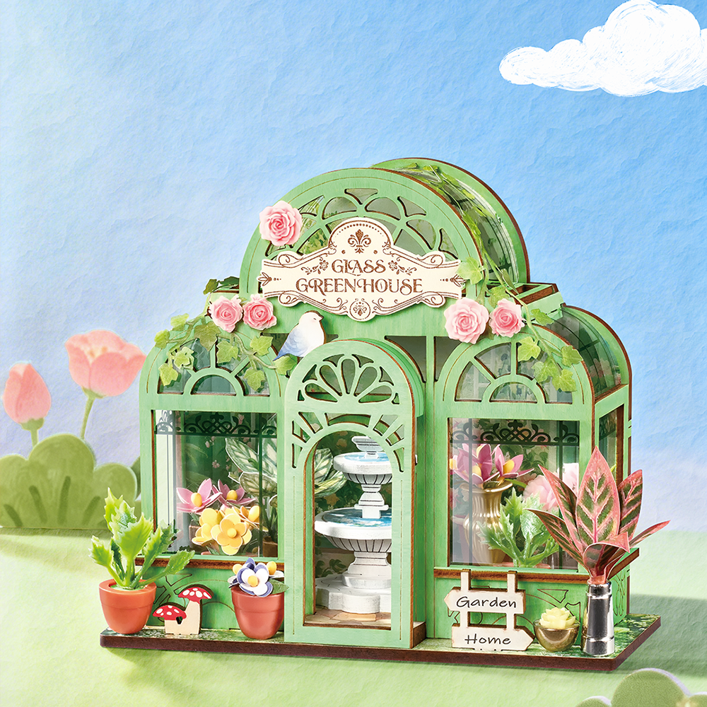 Rolife Grüner Springbrunnen Garten DIY Miniaturhaus