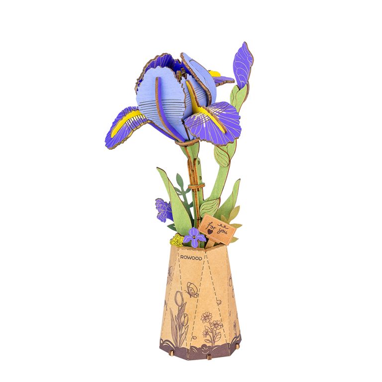 Rowood Holzblume 3D Holzpuzzle Violette Iris