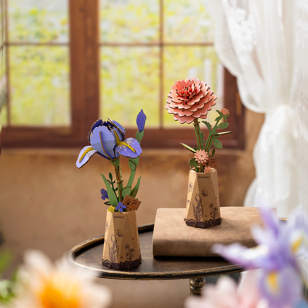 Rowood Holzblume 3D Holzpuzzle Violette Iris