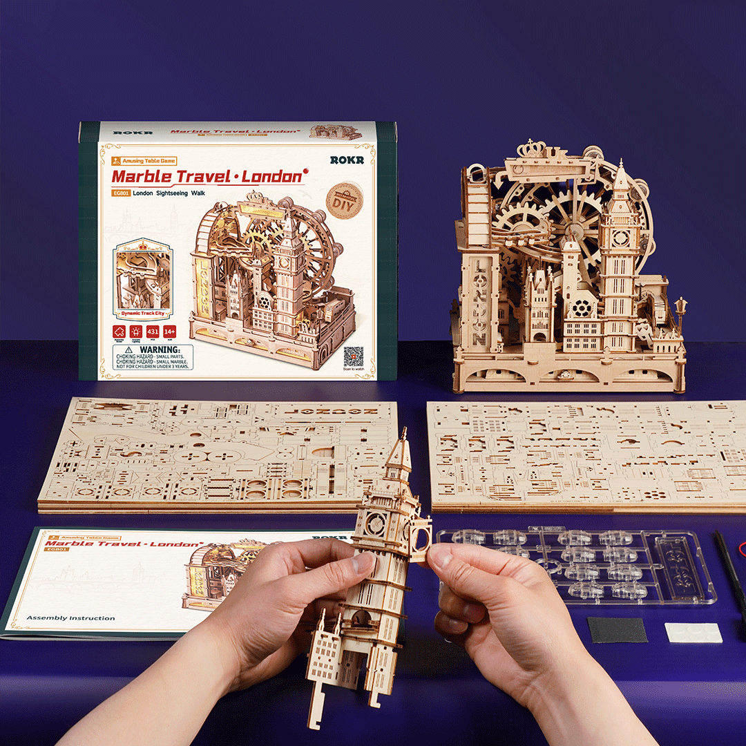 ROKR London Marmor Murmelbahn Holz 3D Puzzle