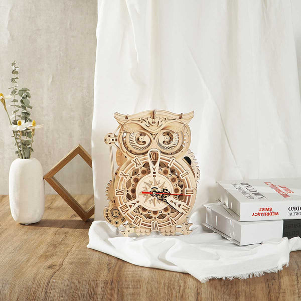 ROKR Eulen-Uhr Mechanisches 3D-Holzpuzzle