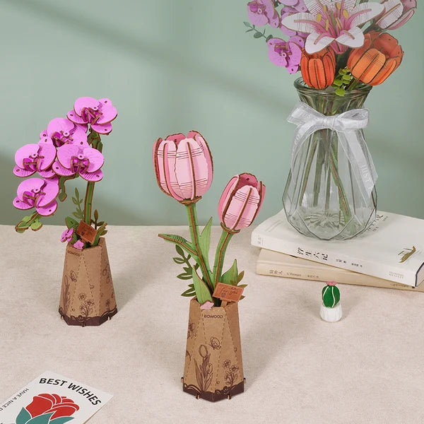 Rowood Lila Orchidee DIY Blumen 3D Holzpuzzle