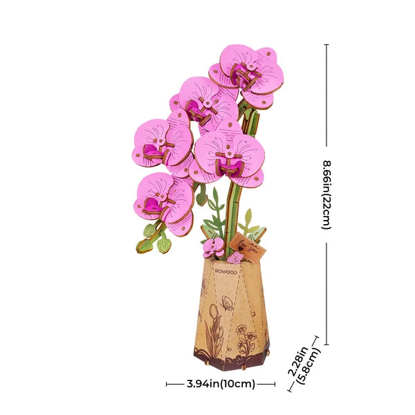 Rowood Lila Orchidee DIY Blumen 3D Holzpuzzle