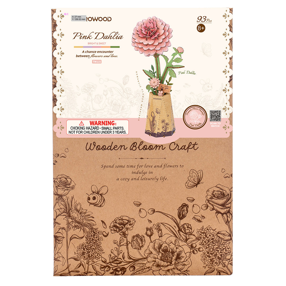 Rowood Holzblume 3D-Holzpuzzle Rosa Dahlie
