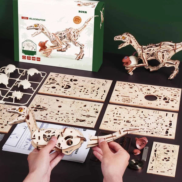 Mechanisches 3D-Holzpuzzle ROKR Velociraptor
