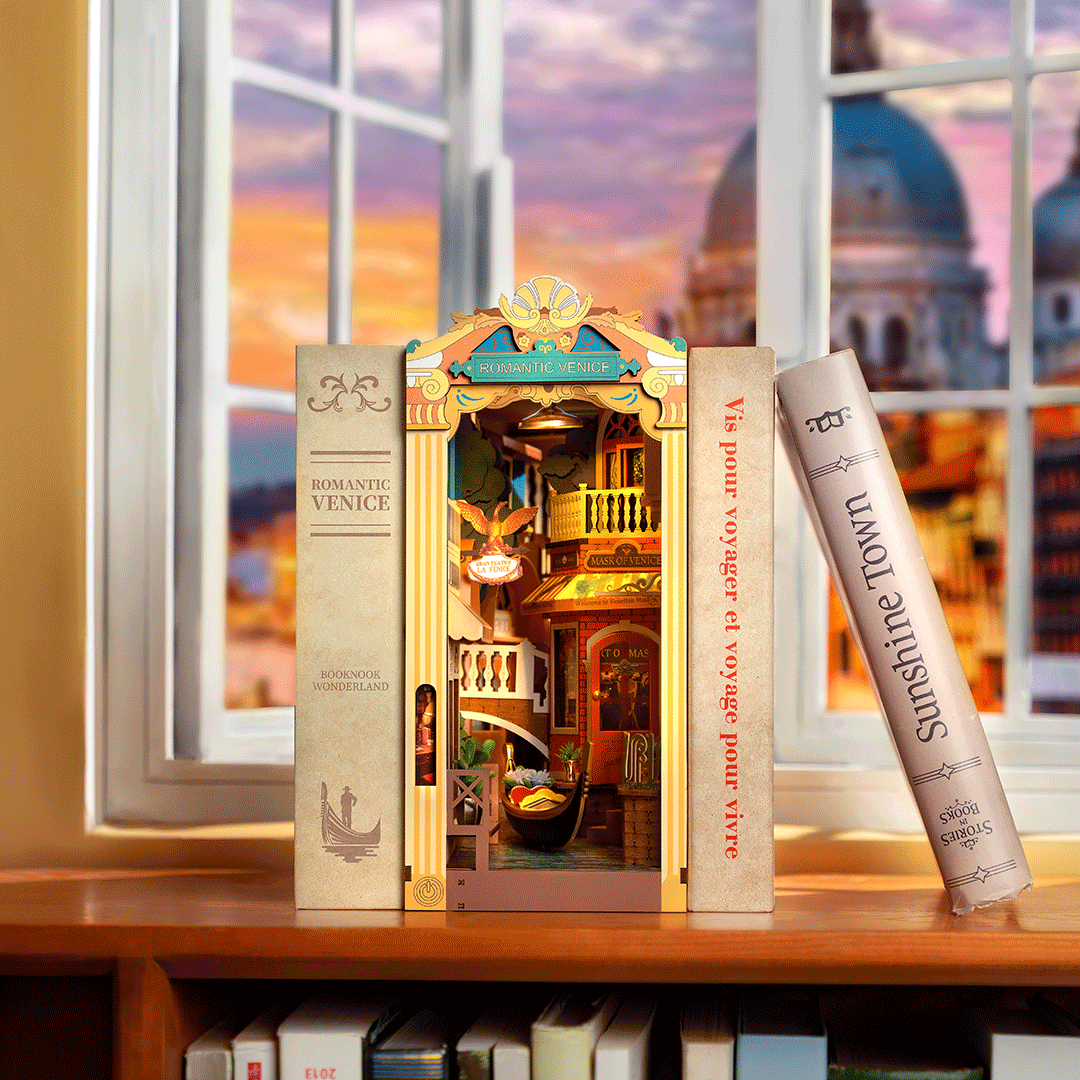 Rolife Romantisches Venedig DIY-Bücherregaleinsatz