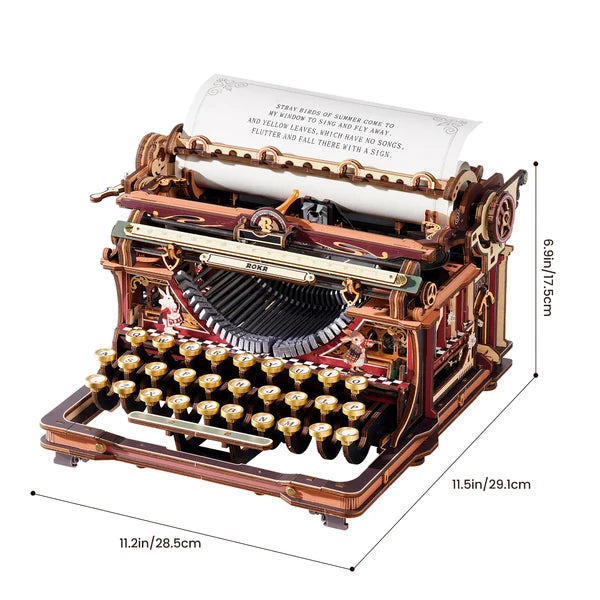ROKR Mechanische Schreibmaschine Holz 3D Puzzle (Magic Version)