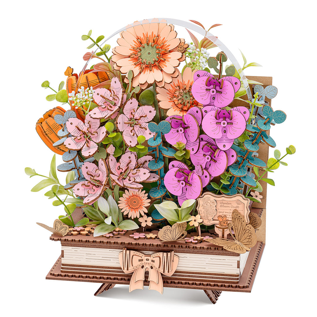 Rowood Holz Blühendes Buch DIY Blumenstrauß 3D Puzzle